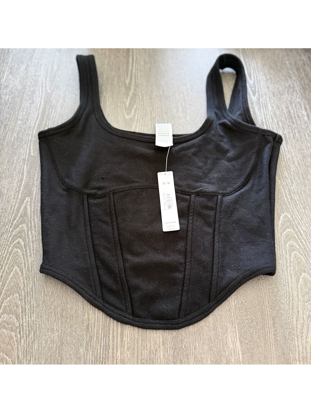 Victoria's Secret PINK Black The Cinched Piqué Corset Top Size M